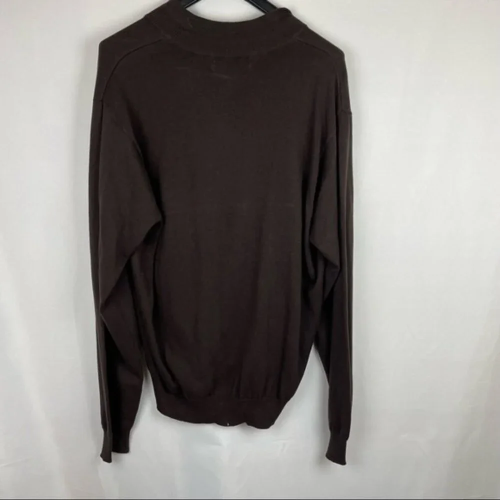 Perry Ellis Men's dark brown principles 1/4 zipper sweater NEW XXL